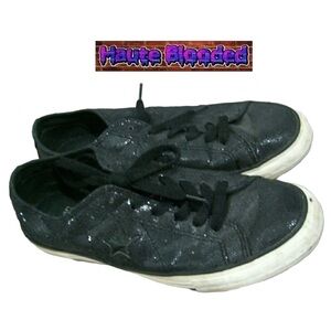 Converse One Star Black Glitter Shoes Chucks Chuck Taylor Bling Dark Academia 7